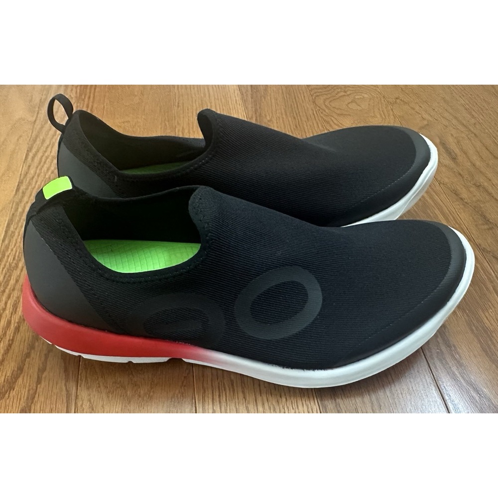 OOFOS Sport Mens Size 12.5 Black Fire Red Fade Slip On Recovery Shoes